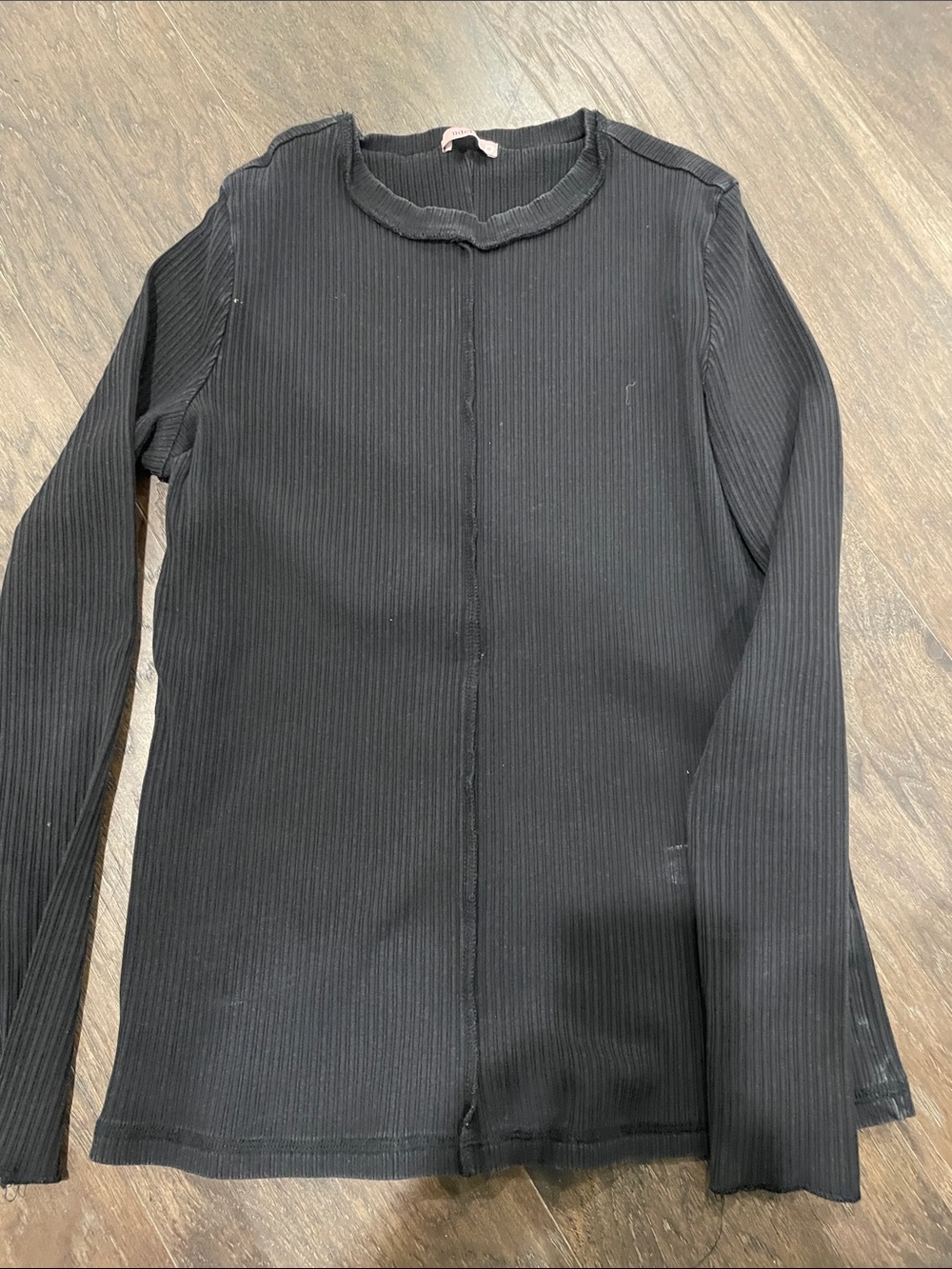 Black Ribbed Long-Sleeve Women's tee by Udel